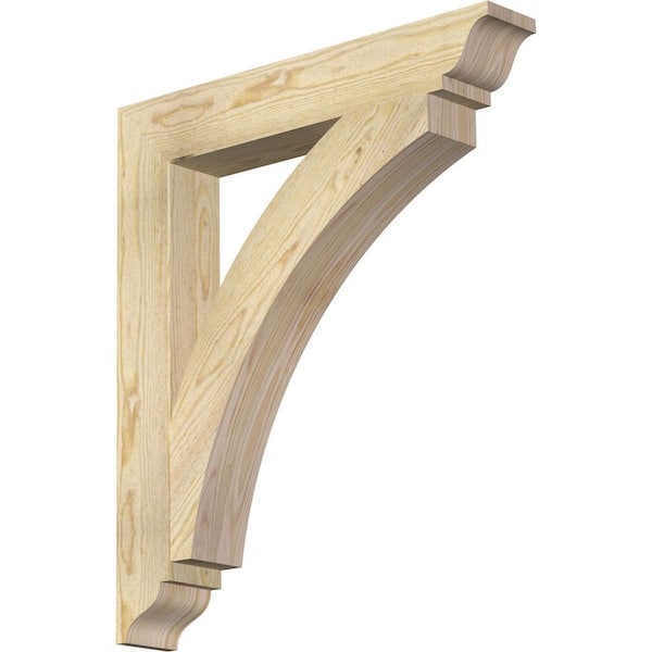 Ekena Millwork 4 in. x 30 in. x 26 in. Douglas Fir Thorton Traditional Rough Sawn Bracket