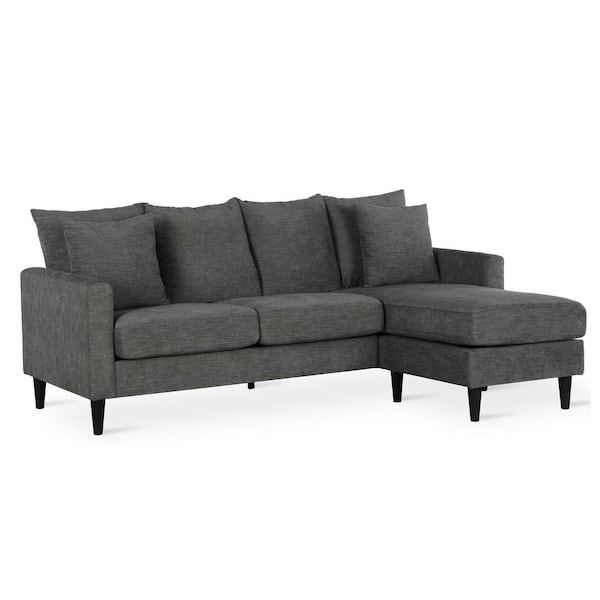 Dorel Living Henderson Gray Polyester 3-Seater L-Shaped Reversible Sectional Sofa with Removable Cushions