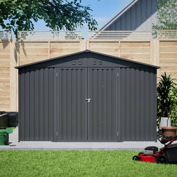 Hohuqeri 10 ft. W x 8 ft. D Outdoor Metal Storage Shed Garden Shed