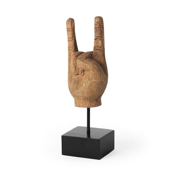 HomeRoots 13 in. Brown Light Brown Wooden Rock Sign Decor Piece