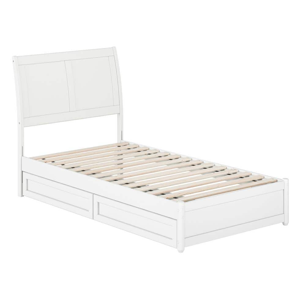 AFI Andorra White Solid Wood Frame Twin Platform Bed with Panel ...