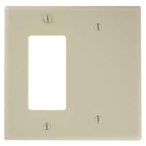 Ivory 2-Gang 1-Toggle/1-Blank Wall Plate (1-Pack)