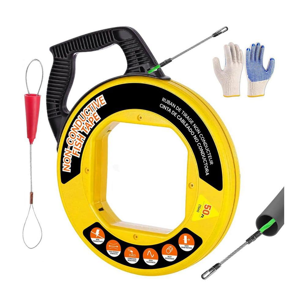 50 ft. PET Electrical Fish Tape Wire Puller with Non-Conductive Flexible Material, Impact-Resistant Case, Gloves price history on PriceWatchPro