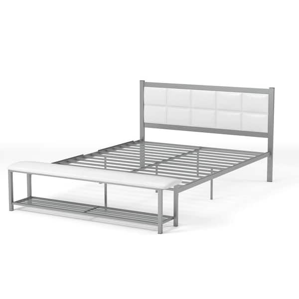 Furniture Of America Karina White And, Metal Bed Frame Bench Instructions