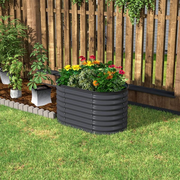 4 ft. x 2 ft. x 2 ft. Galvanized Steel Raised Garden Bed Planter Box Outdoor, Gray