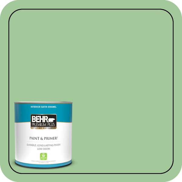BEHR PREMIUM PLUS 1 qt. #M390-4 Gingko Satin Enamel Low Odor Interior Paint & Primer