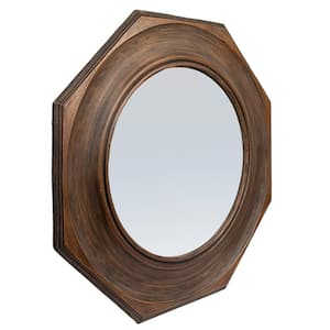 35.5 in W x 0.6 in. H Carved Wood Natural Hexagonal Framed Decorative Mirror