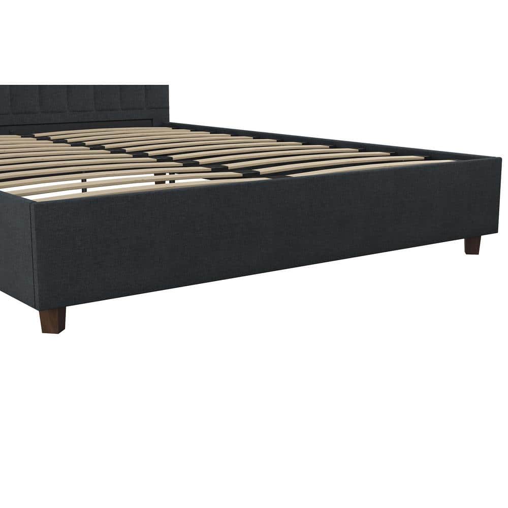 Elegant Queen-Sized Brittany Platform Bed with Tufted Linen Upholstery