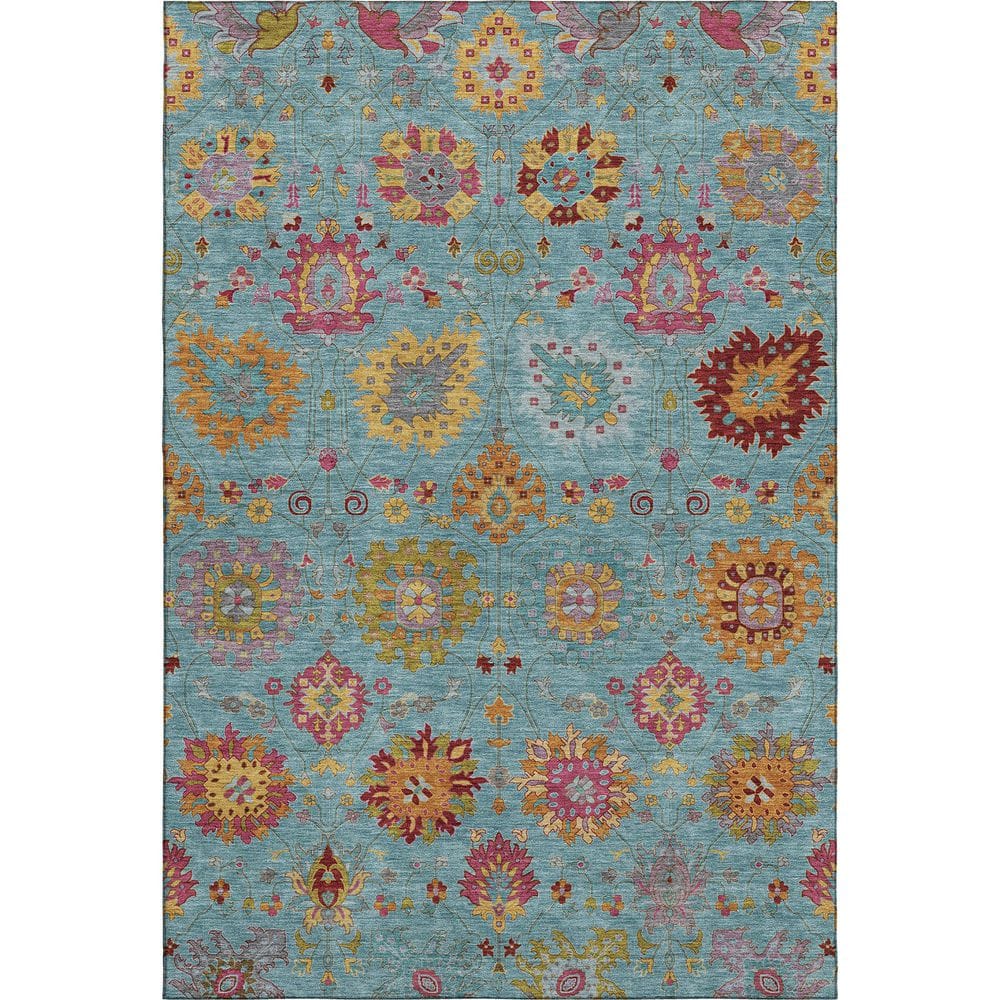 Mayfield Premium Machine Washable Abstract AMF2288 Teal 5 ft. x 7 ft. 6 in. Area Rug price history on PriceWatchPro