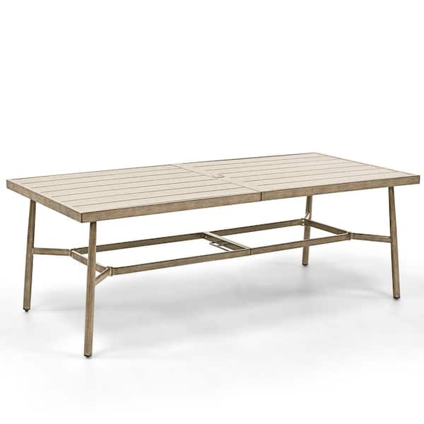 EGEIROSLIFE SleekLine Rectangle Outdoor Aluminum Dining Table with Umbrella Hole