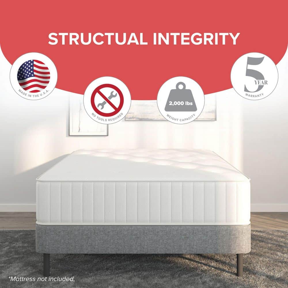 Twin Black Metal Foldable Mattress Foundation with Legs