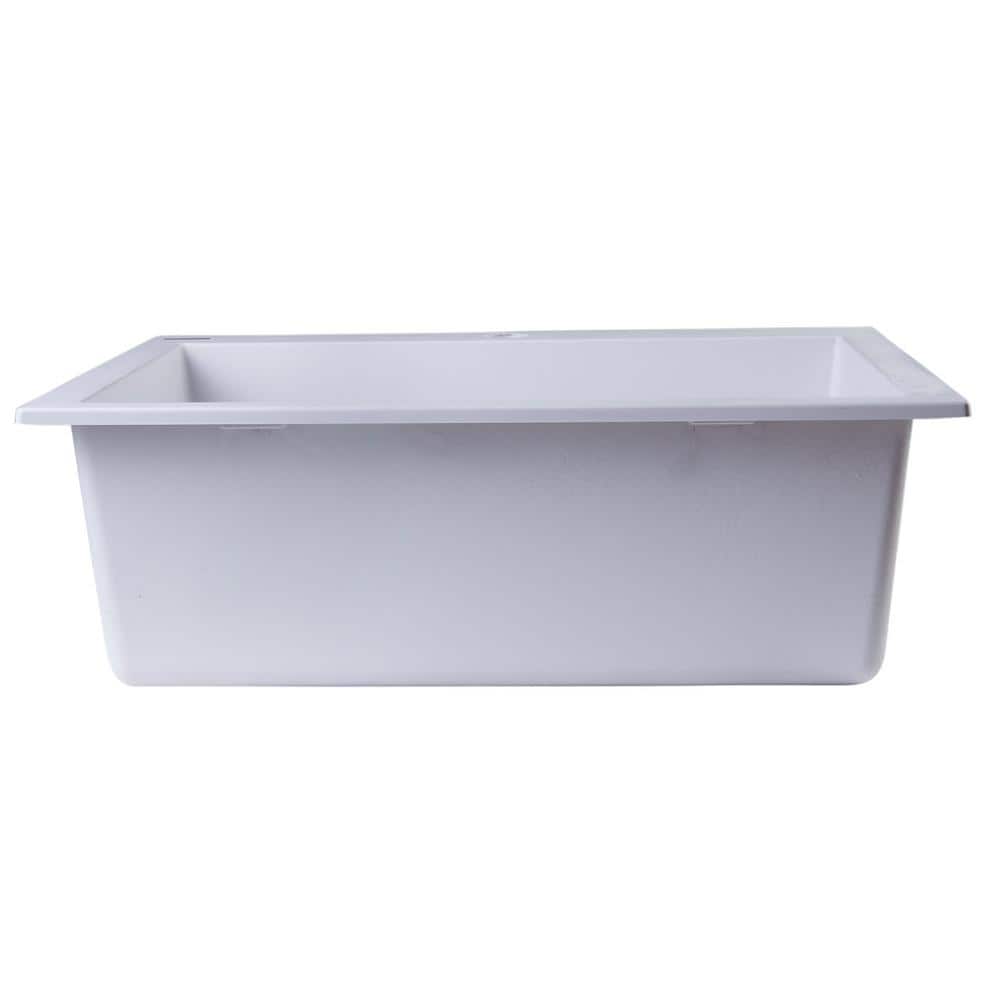 24" White Granite Composite Single Bowl Kitchen Sink