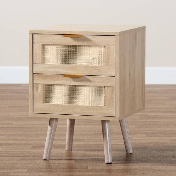 Baird 2-Drawer Oak Brown Nightstand 21.7 in. H x 15.7 in. W x 15.7 in. D - Thumbnail 2