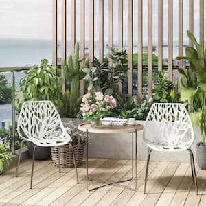Stackable Plastic Outdoor Patio Dining Chair in White (4-Pack)