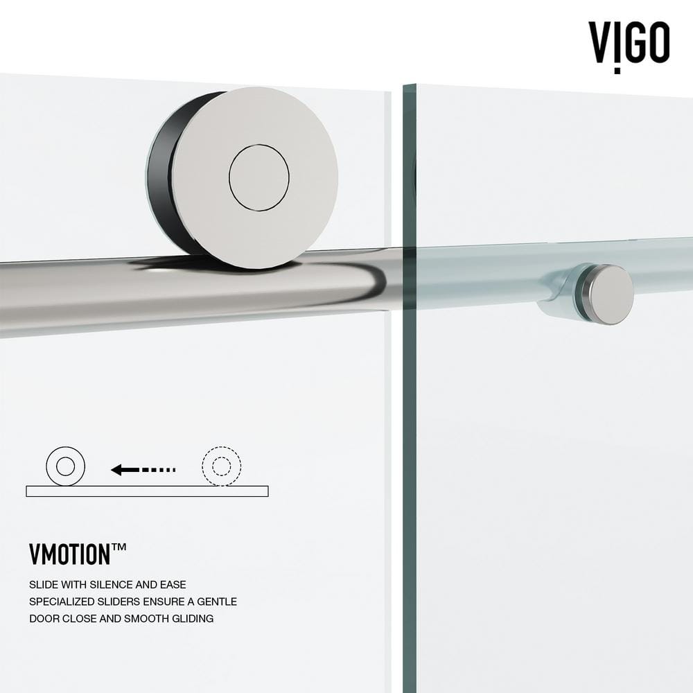Elan 68-72" Stainless Steel Frameless Sliding Shower Door with Clear Glass