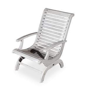 Eucalyptus Wood Outdoor Chaise Lounge in Silver