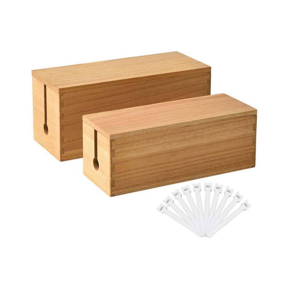 Wooden Cable Management Box Set Power Strip Cord Organizer Cable Concealer Natural Finish 2 Piece price history on PriceWatchPro