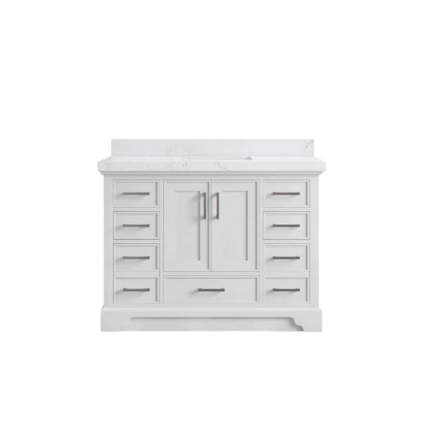Willow Collections Charlotte 48 in. Single Sink Freestanding White Bath Vanity with Empira White Qt. Top Unassembled
