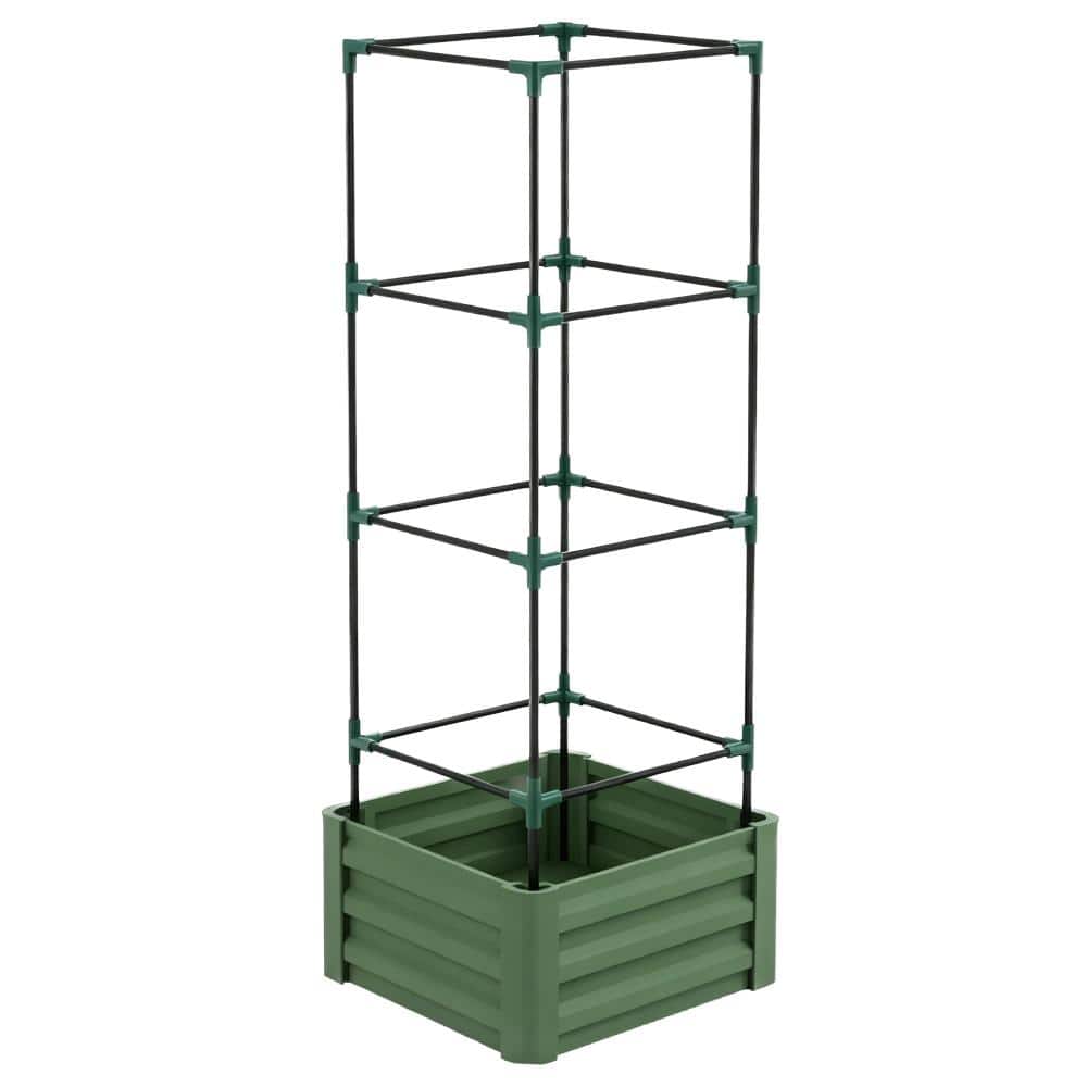 Outdoor Green Steel Galvanized Raised Garden Bed with Trellis Tomato Cage and Open Bottom price history on PriceWatchPro