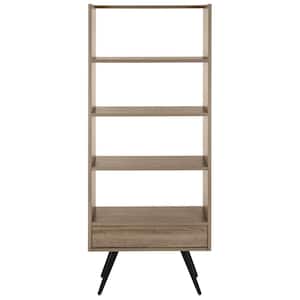 Terrence 63 in. Brown/Black Wood 4-shelf Bookcase