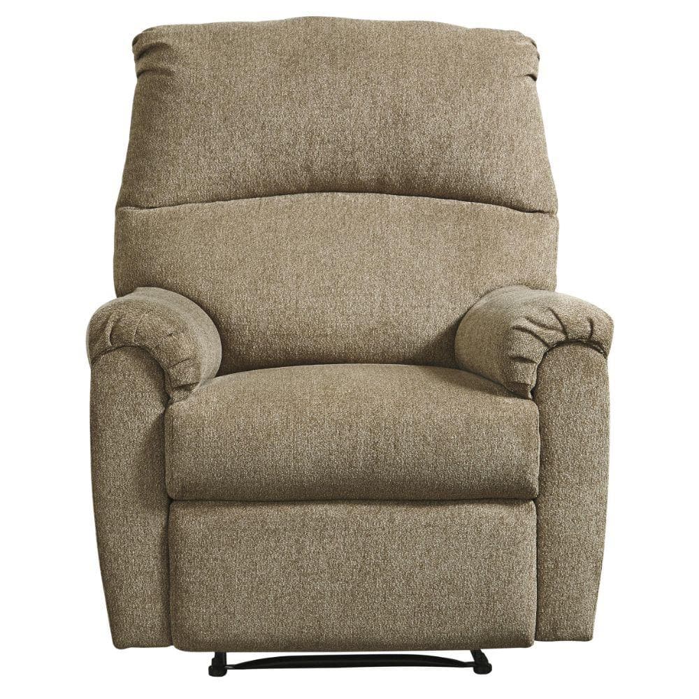 Benjara Beige Fabric Zero Wall Recliner With Pillow Top Armrests ...