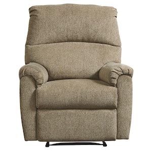 Beige Fabric Zero Wall Recliner with Pillow Top Armrests