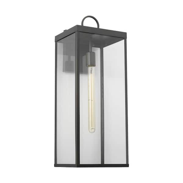 SCOTT LIVING Howell 24.25 in. Antique Bronze Outdoor Hardwired Wall Lantern Sconce with White/Clear Glass and No Bulb Included