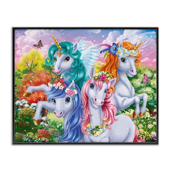 Stupell Industries Cute Unicorn Selfie by Image World Black Framed Fantasy Giclee Art Print 24 in. x 30 in.
