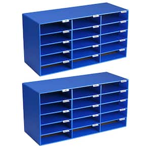 15-Compartment Cardboard Literature File Organizer, Blue (2-Pack)