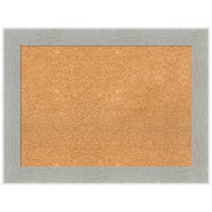 Glam Linen Grey 33.12 in. x 25.12 in. Framed Corkboard Memo Board