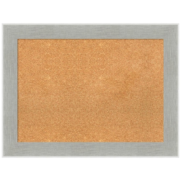 Amanti Art Glam Linen Grey 33.12 in. x 25.12 in. Framed Corkboard Memo Board