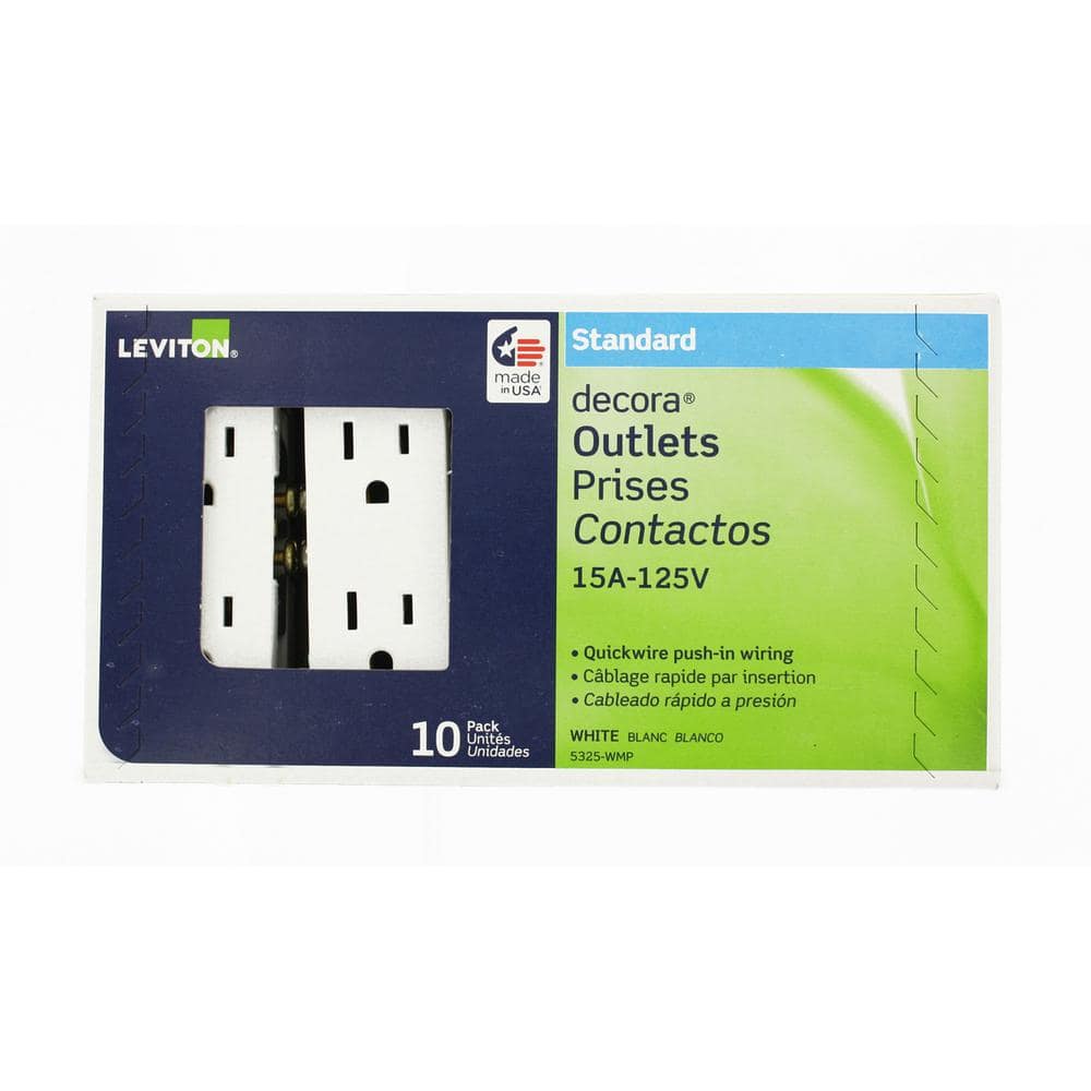 White Thermoplastic Duplex Wall Outlet with Wall Plate