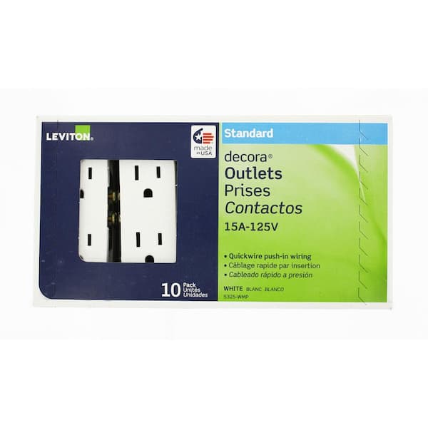 Decora 15 Amp 125 V Duplex Outlet/Receptacle, White (10-Pack) 5325-WMP