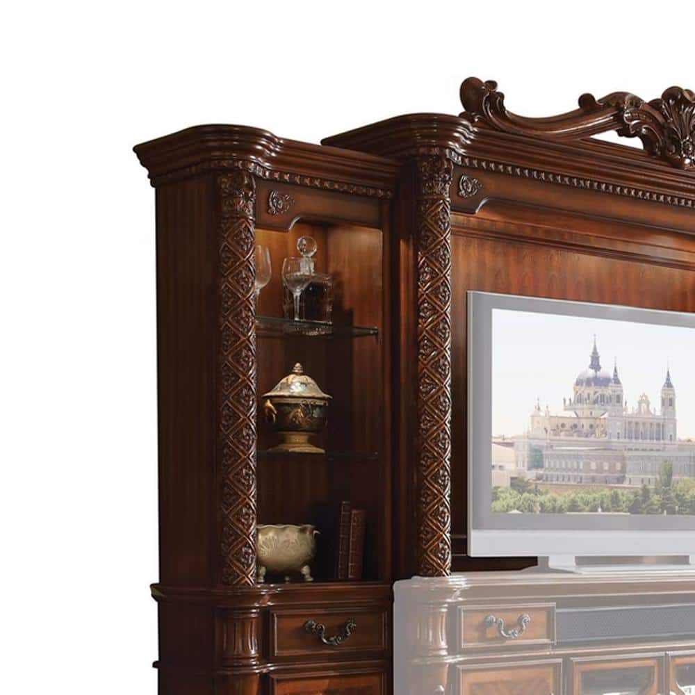 Vendome II Cherry Baroque Entertainment Center with Gold Accents