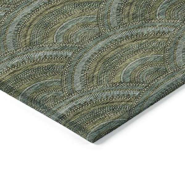 Chantille Machine Washable Indoor/Outdoor Abstract ACN984 Olive 8 ft. x 8 ft. Area Rug