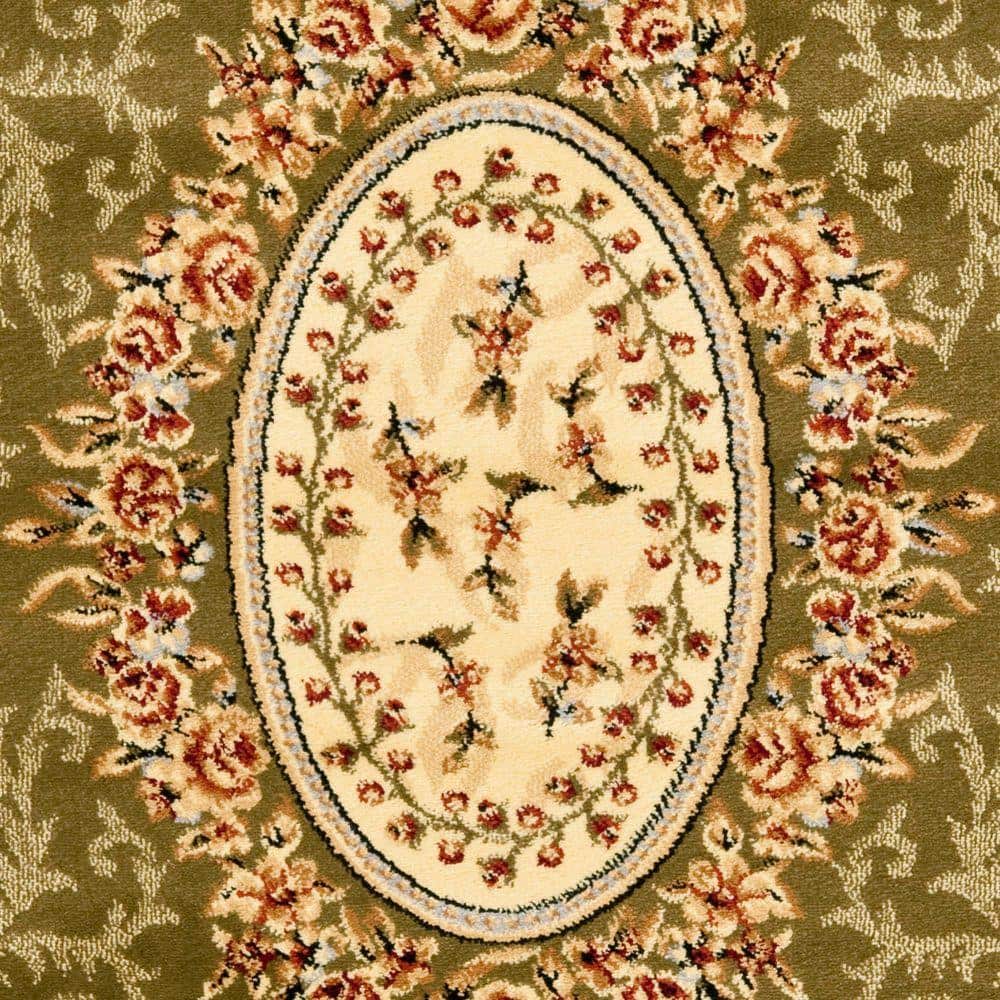 Ivory and Sage Rectangular Synthetic Hand-knotted Area Rug, 4' x 6'