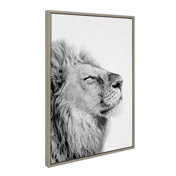 Sylvie "Lion Self Actualizing" by Amy Peterson Art Studio Gray Framed Art Print 23 in. x 33 in.