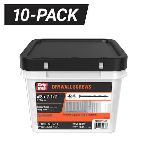 10-Pack #8 x 2-1/2 in. #2 Phillips Bugle Head Coarse Thread Drywall Screws (25 lb. / 21850-Piece)