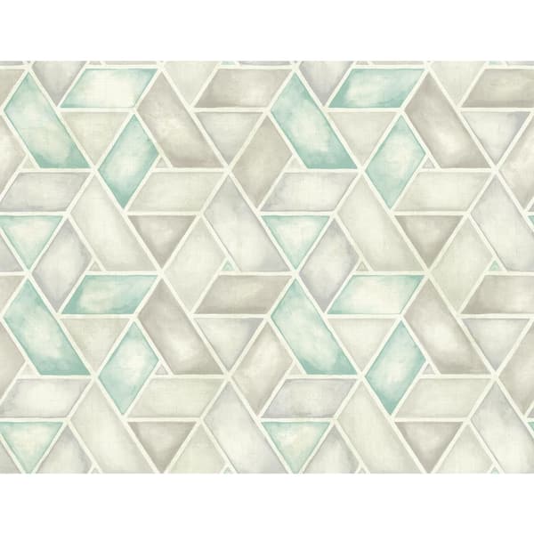 Seabrook Designs Kentmere Geo Teal and Grey Paper Strippable Roll (Covers 60.75 sq. ft.)