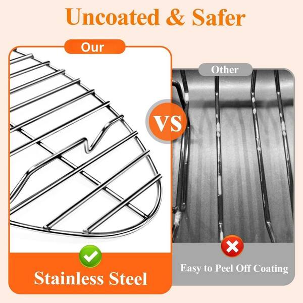 Stainless Steel Oval Roasting Rack Non-Stick Finish Cooling Rack for Oven Baking Grilling Drying Cooking