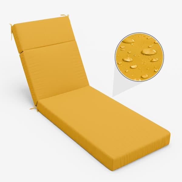 80 in. x 26 in. x 4 in. Outdoor Water-Resistant Replacement Chaise Lounge Seat Cushion Yellow