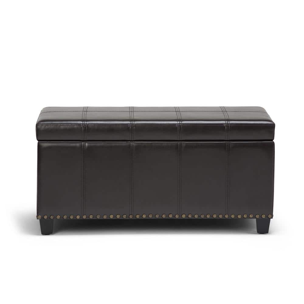 Tanner's Brown Faux Leather Rectangular Storage Bench Ottoman
