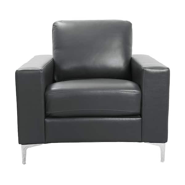 EVERGLADE HOME Santos Gray Faux Leather Arm Chair