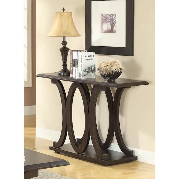 Coaster 42 in. Cappuccino Standard Rectangle Wood Console Table