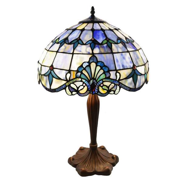 River of Goods 24 in. Blue Indoor Table Lamp with Stained Glass Allistar Shade