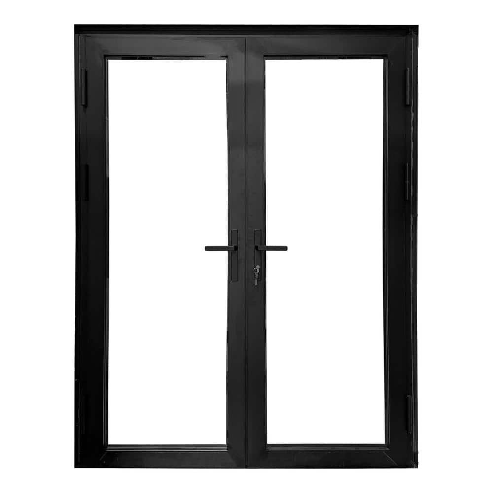 TEZA DOORS Teza French Door 61.5 in. x 96 in. Matte Black Aluminum
