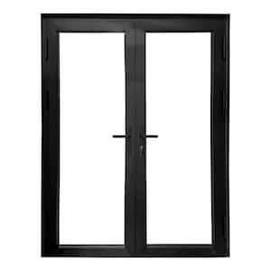 Teza French Door 61.5 in. x 96 in. Matte Black Aluminum French Door Full Lite Right Hand Outswing