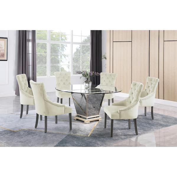 Round glass table with 6 chairs new arrivals