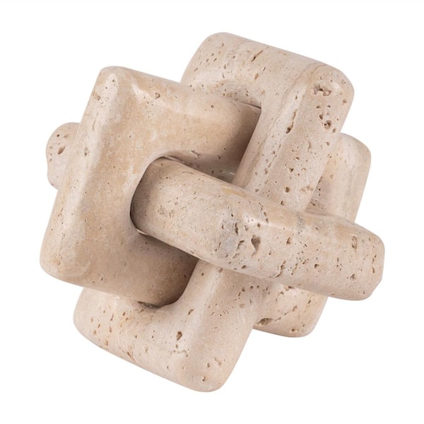 Otago Beige Travertine Stone Knot - 4 in. x 2.5 in.