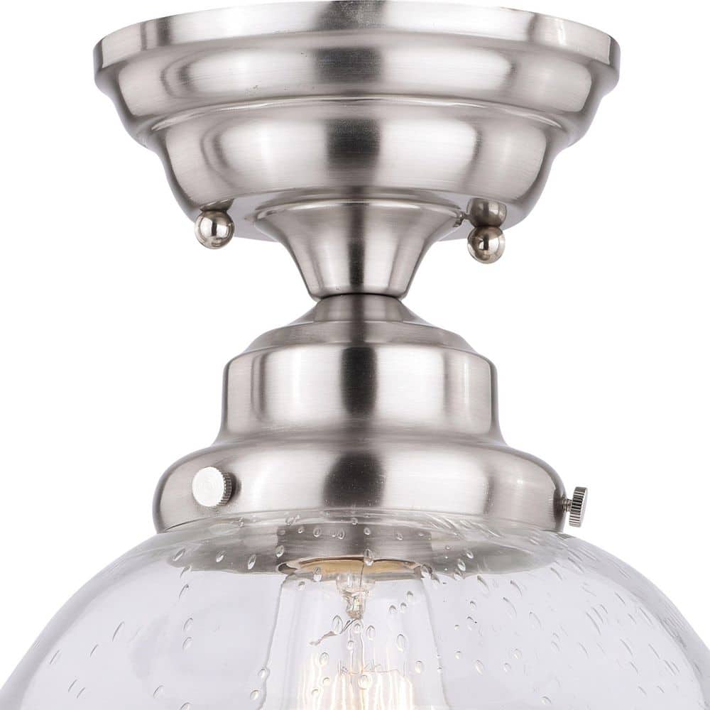 Huntley 12" Satin Nickel Farmhouse Semi Flush Mount Light